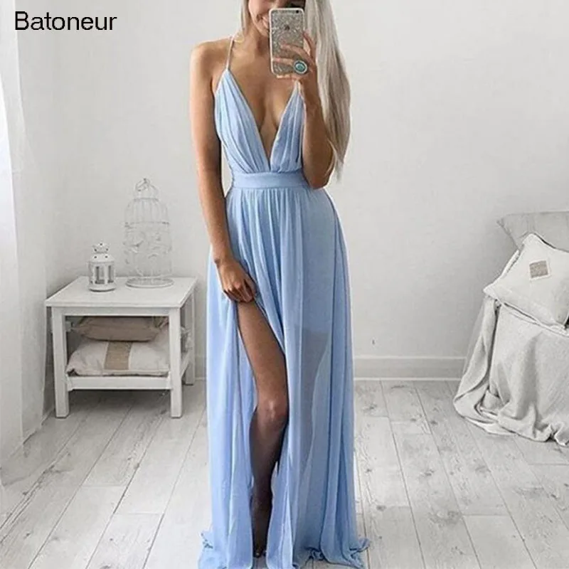 Batoneur спагетти блузка Сплит спинки женские шифоновые Макси кружевные платья