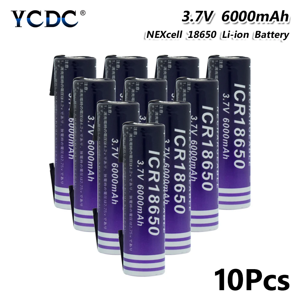 18650 литий ионная батарея 6000mAh 3 7 V Паяные батареи для отверток высокий ток + DIY