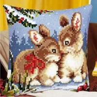 TH animals 002 DIY Набор для рукоделия Подушка с вышивкой из акриловой пряжи Гобелен Холст Подушка спереди вышивка крестом наволочка - Цвет: Темный хаки