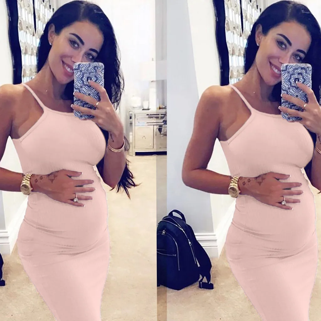 Женское платье для беременных сексуальное однотонное летнее без рукавов