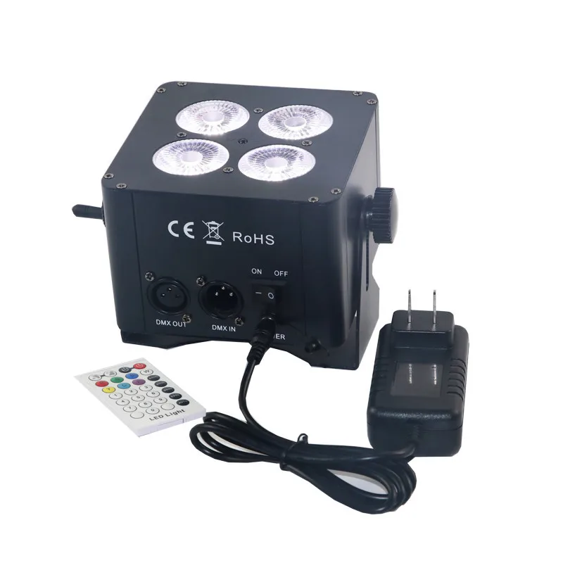 Черный цвет dj Мини par led батарея 4led 18 Вт мини беспроводной DMX свет с ИК пультом