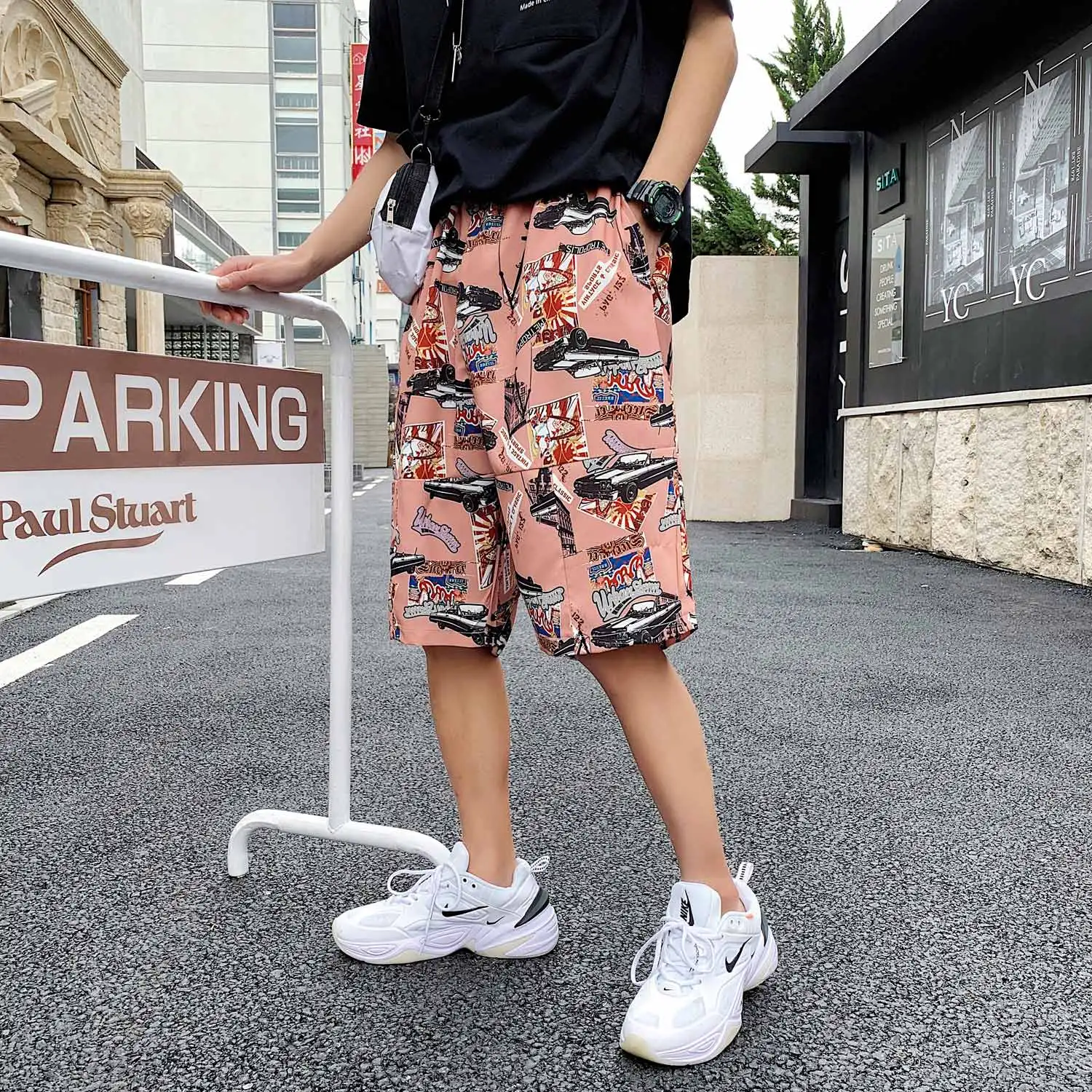 Летние спортивные шорты с принтом мужские Джоггеры в стиле Харадзюку большого