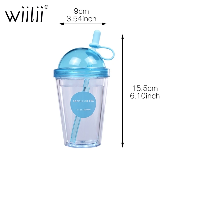 Творческие пластиковые сок питьевой стакан с соломинкой двойной кофе молока чая