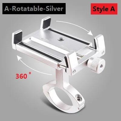 A-Rotatable-Silver TOKOHANSUN алюминиевый велосипедный держатель для телефона для Moto 3,5-6,2 дюймов смартфон регулируемая поддержка gps велосипед Телефон Стенд кронштейн - Цвет: A-Rotatable-Silver