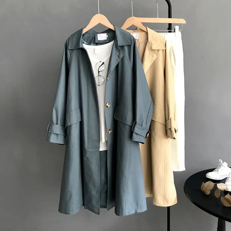 2018 осень-зима Новый Для женщин Повседневное Тренч Oversize Однобортный модная