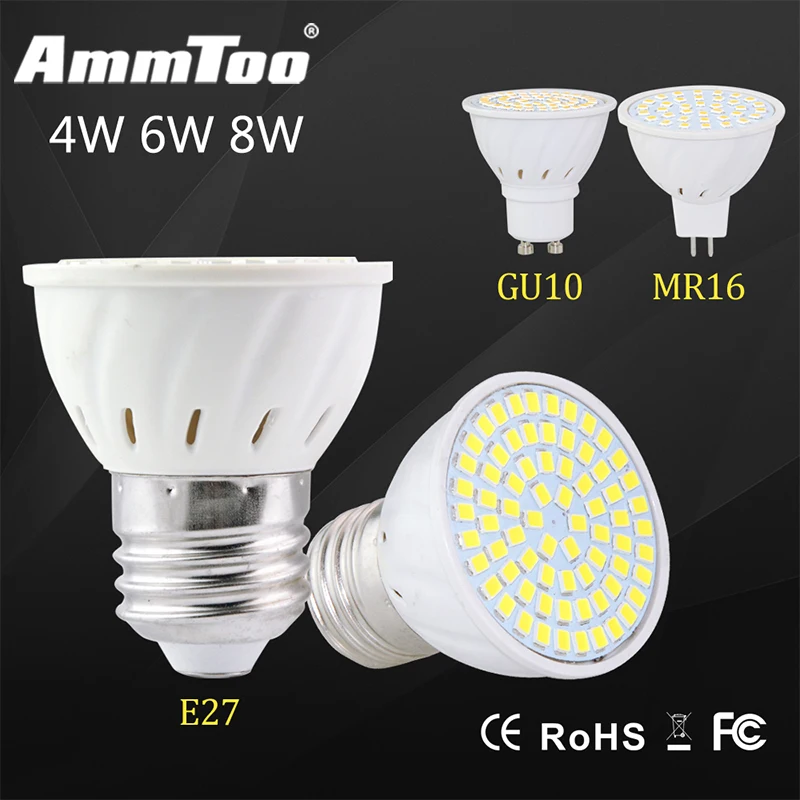Светодиодный прожектор GU10 E27 MR16 GU5.3 Светодиодная лампа 8 Вт 6 4 220 В 2835SMD 36Led 54Led 72Led