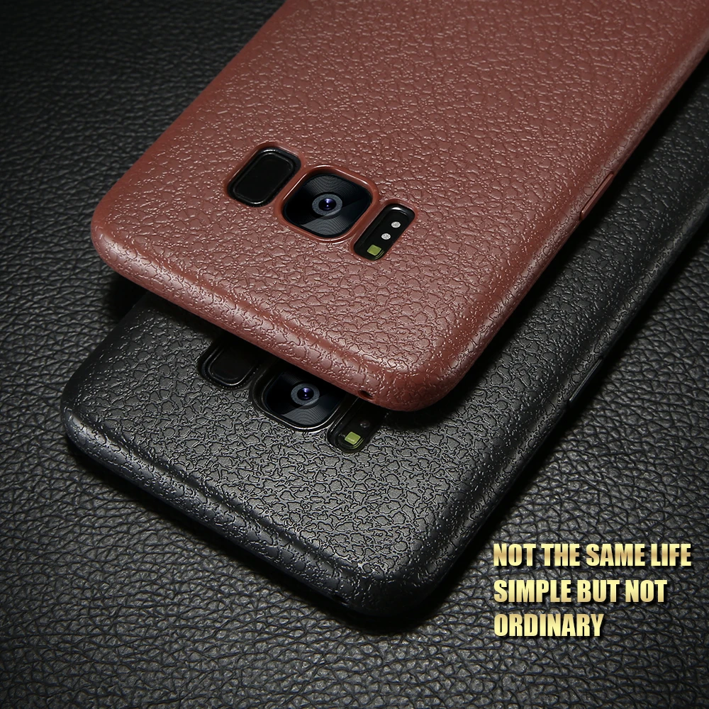 KISSCASE Ultra Thin TPU Case For Samsung Galaxy S9 S8 Note9 Leather Pattern Cases Plus Soft Cover Coques |