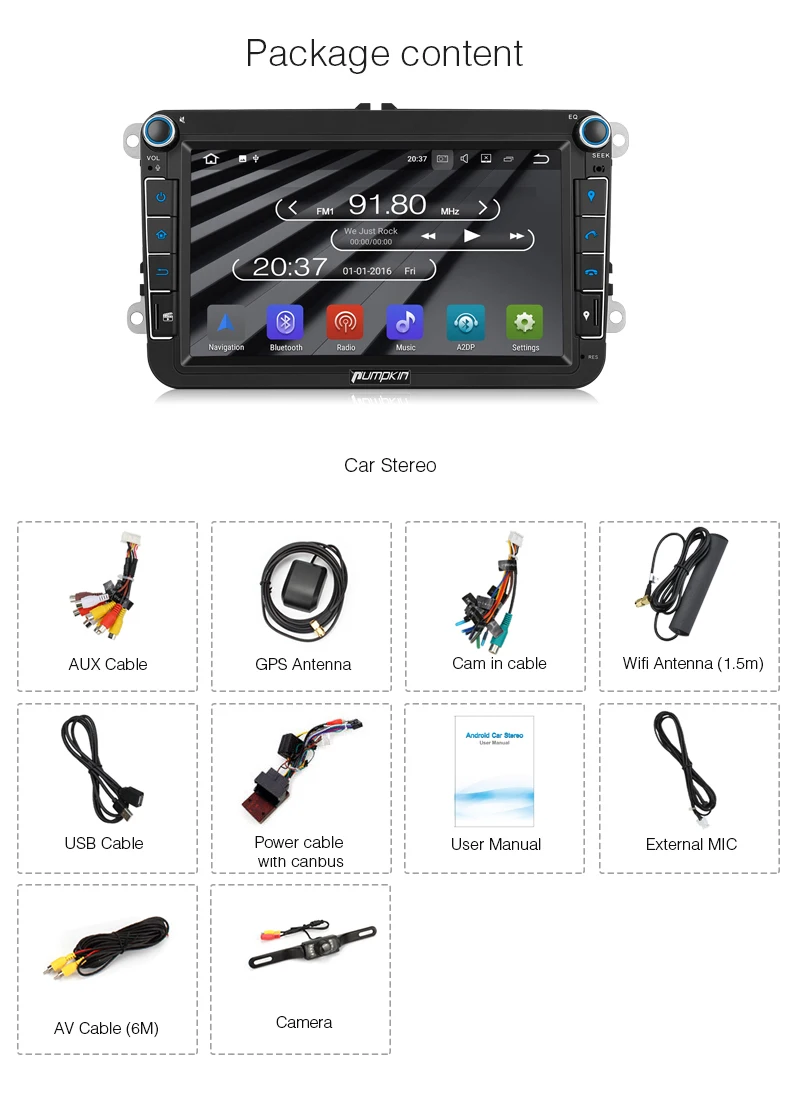 Тыква 2 Din 8'ɺndroid 7 1 автомобильный радиоприемник без dvd-плеера GPS навигация
