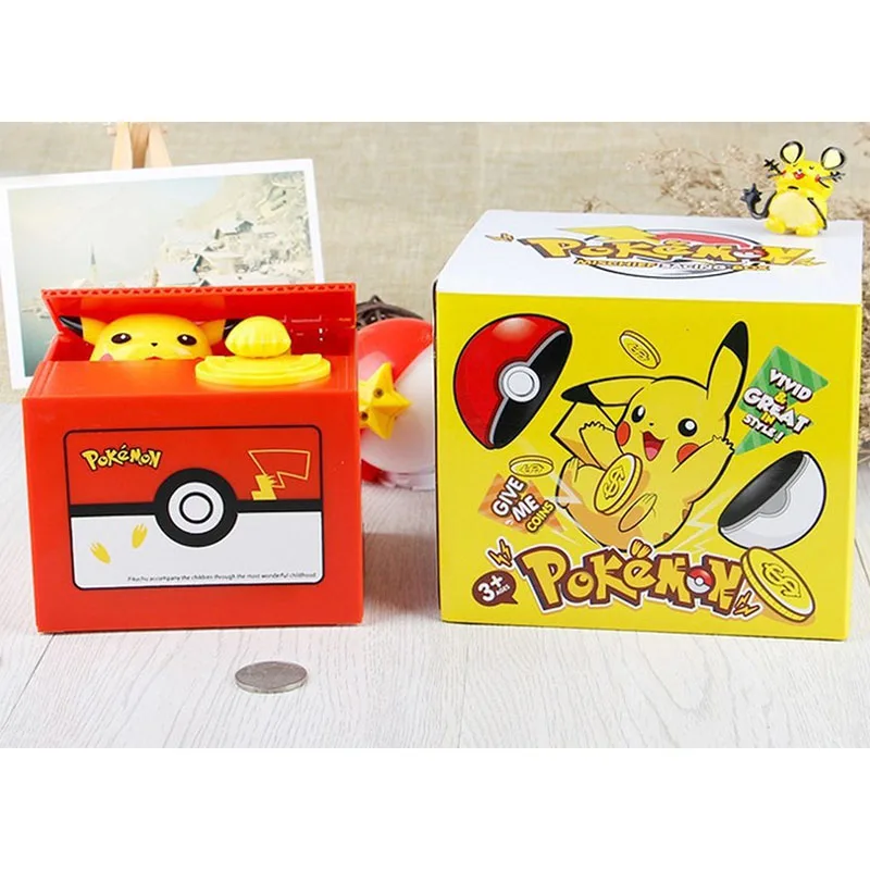 Cute creative children money box piggy bank music cartoon Pikachu change pot to eat 004 | Дом и сад