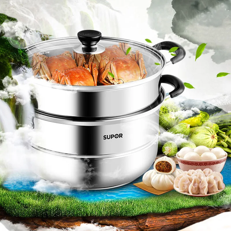28cm steamer 304 stainless steel 2 layer thick household ladder gas cooker universal | Дом и сад