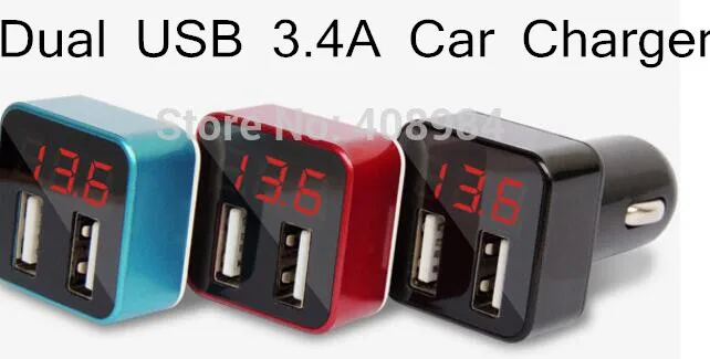 Портативный 3.4a Dual USB Автомобильное Зарядное устройство универсальный детектор