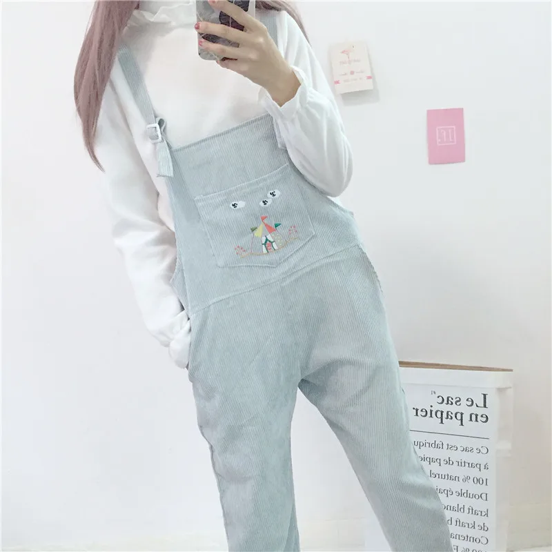 Костюм из двух предметов вельветовый комбинезон женский kawaii мультфильм розовый