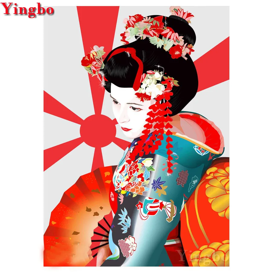 Алмазная картина сделай сам японская вышивка гейши крестом алмазная Вышивка