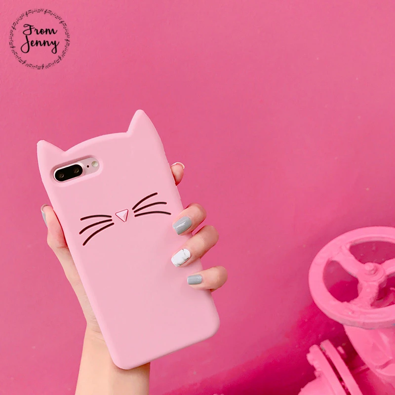 From Jenny милый шкаф с японскими 3d Kitty Cat чехол для телефона Apple iPhone 6 6s plus 7 + 8 плюс