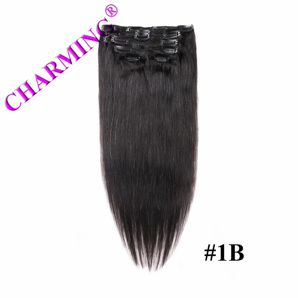 Chamring 8А Перуанские Девственница Волосы Прямые Наращивание Волос Клип В