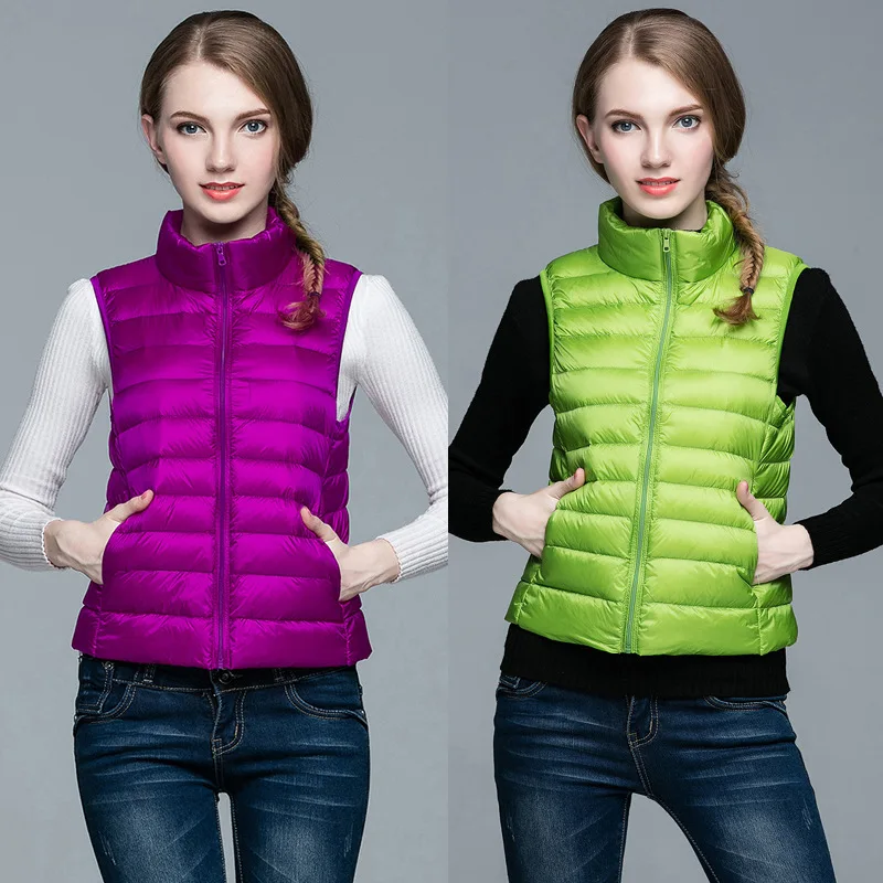 Женский пуховик Осень зима ультра легкий портативный женский жилет без рукавов