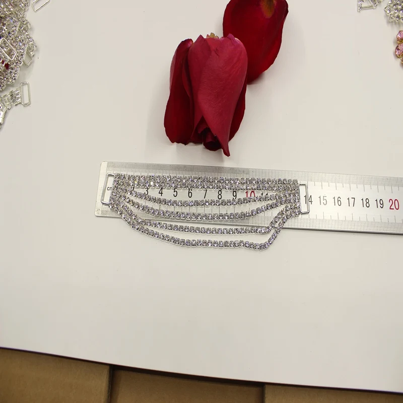 4 шт./лот бикини из Рина камня Бриллиантовая Пряжка ремешок женский серебряный