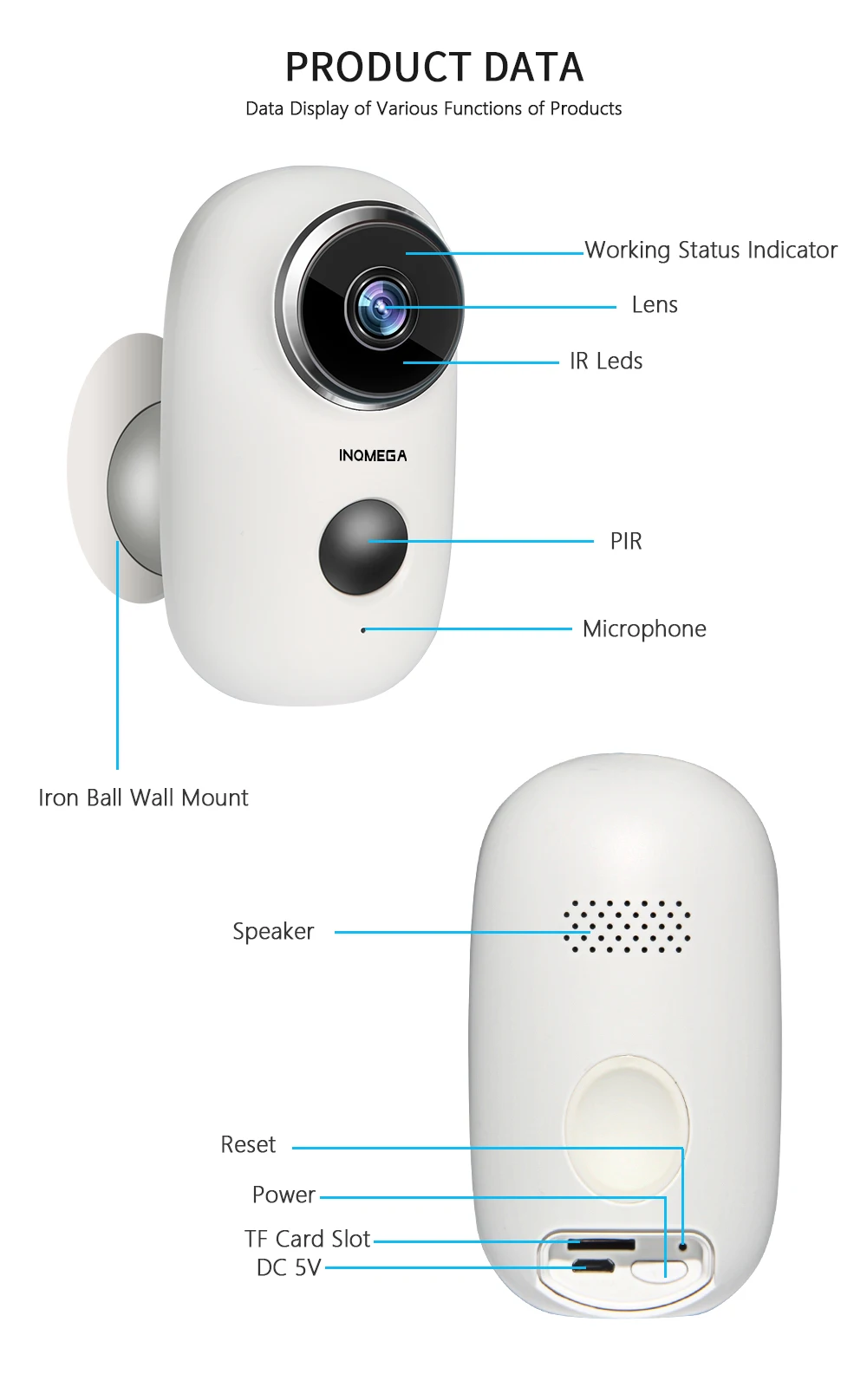 INQMEGA, 1080 P,, без проводов, перезаряжаемая батарея, IP, Wi-Fi камера, пир, Сигнализация Движения, защита от атмосферных воздействий, IP65 CCTV, камера для безопасности, широкий обзор