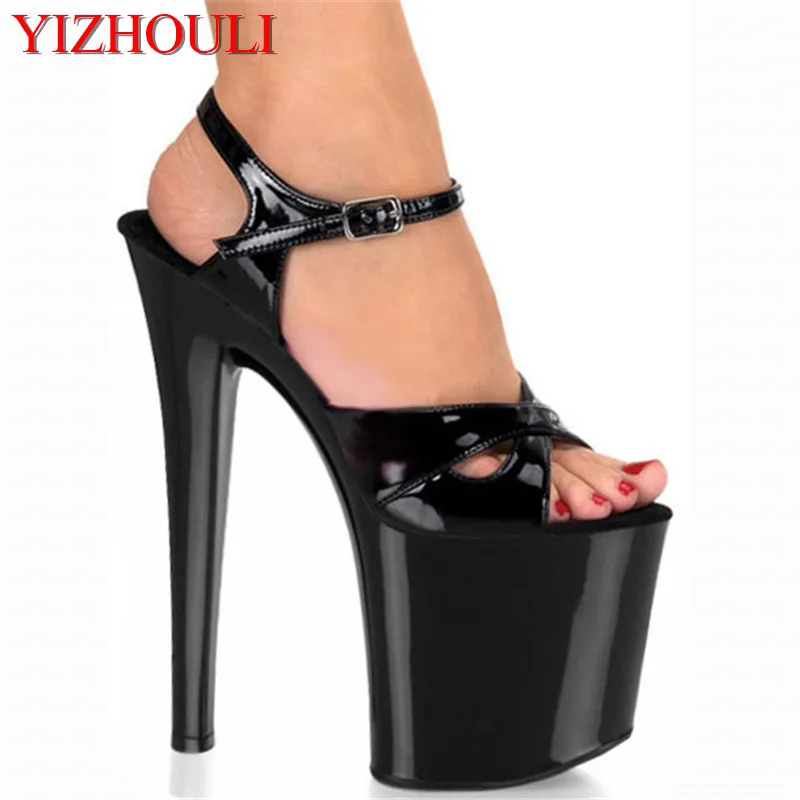 Classic Black Plus Size 20cm Super High Heel Shoes Platform Sandals 8 inch pole dancing Shoes clubbing high heels Dance Shoes