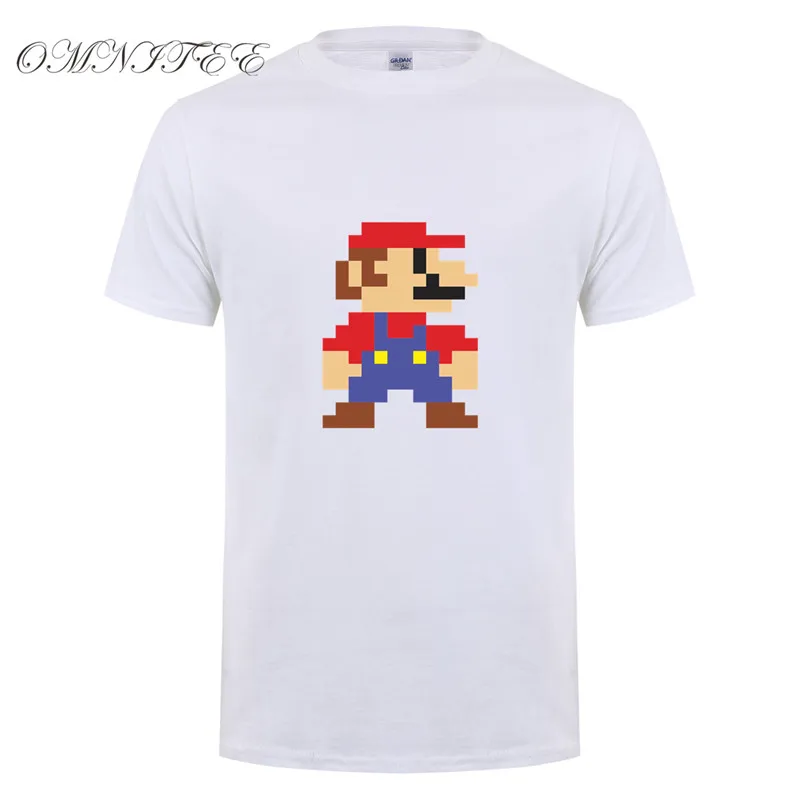 as picture Super Mario Bros футболки Для мужчин прохладный новых печатных Для мужчин Супер Марио Футболка Модные Изделие из хлопка с короткими рукавами Мужская футболка Tee - Цвет: as picture
