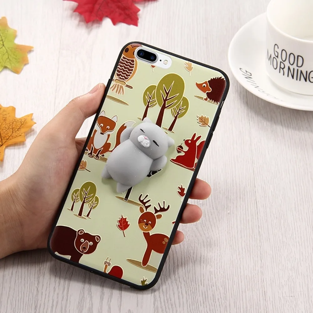 Для iPhone Plus 3D мультяшный Сжимаемый мягкий чехол с защитой от падения защитный