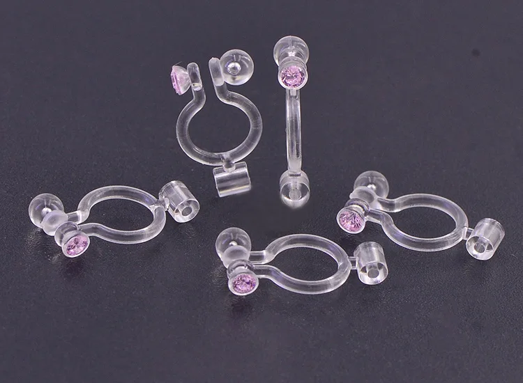 Серьги переходники не проколотые серьги клипсы с 1 мм штифтом прозрачный