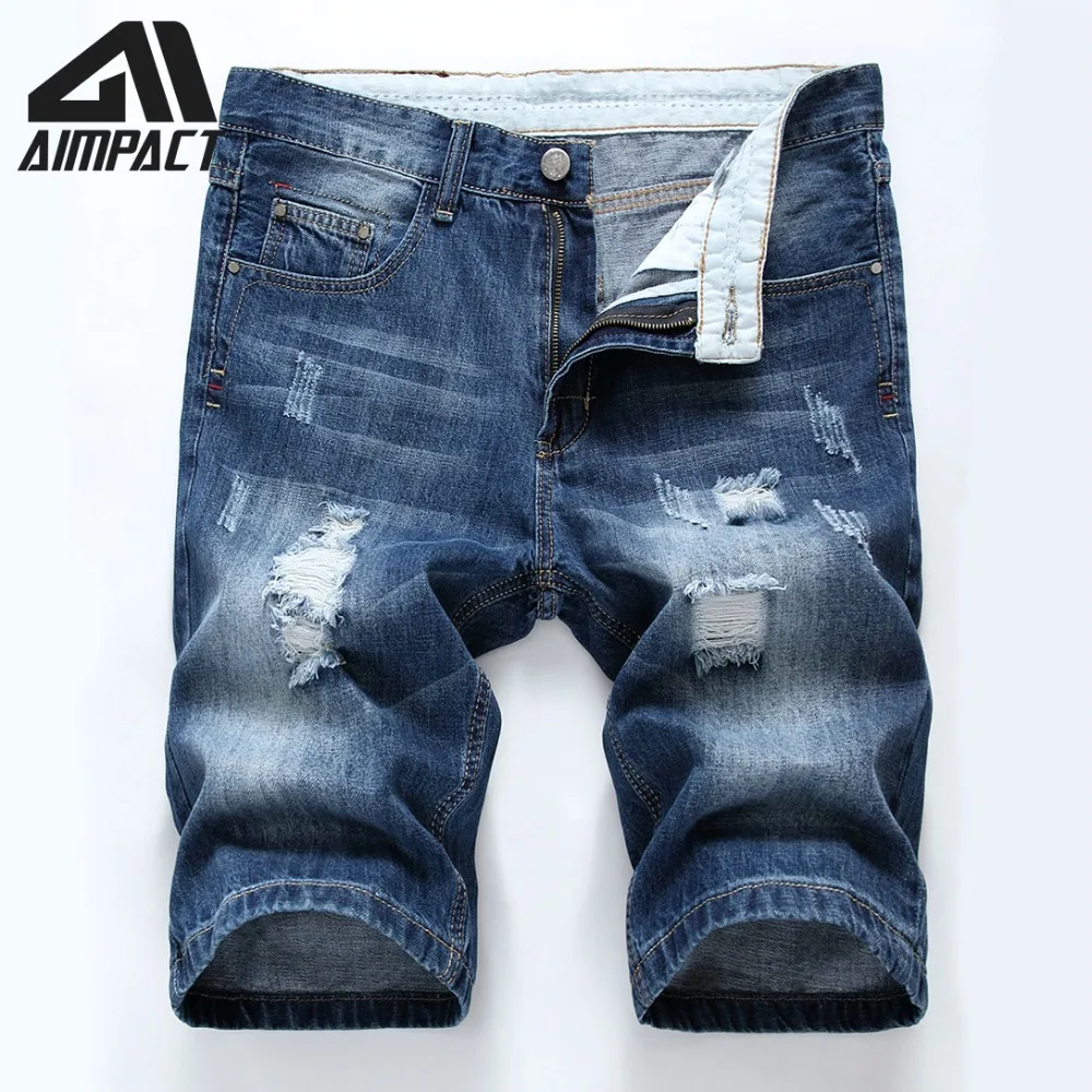 Vintage Denim Shorts for Men Cowboy Ripped Jean Trunks Male Summer Slim Fitted Hi-Street Distressed Skinny Jeans Shorts AM2300