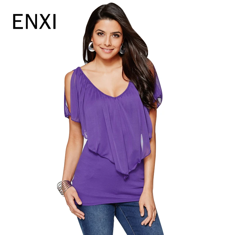 Новинка 2018 женские шифоновые рубашки с v-образным вырезом рукава Футболка для