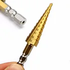 Ступенчатое Коническое сверло из быстрорежущей стали, 14 дюйма, с шестигранным хвостовиком, с титановым покрытием, сверлильный инструмент для электроинструмента Wod, 3-13 мм, 1 шт.