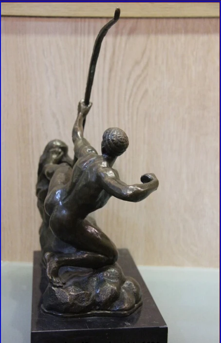 Западная ХУДОЖЕСТВЕННАЯ Статуэтка бронза медный Потяните лук стрельба из лука мраморная база Статуя