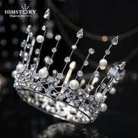 himstory tiaras and crowns luxury crystal pearl princess pageant headpiece wedding hair accessories bridal shinny hairwear