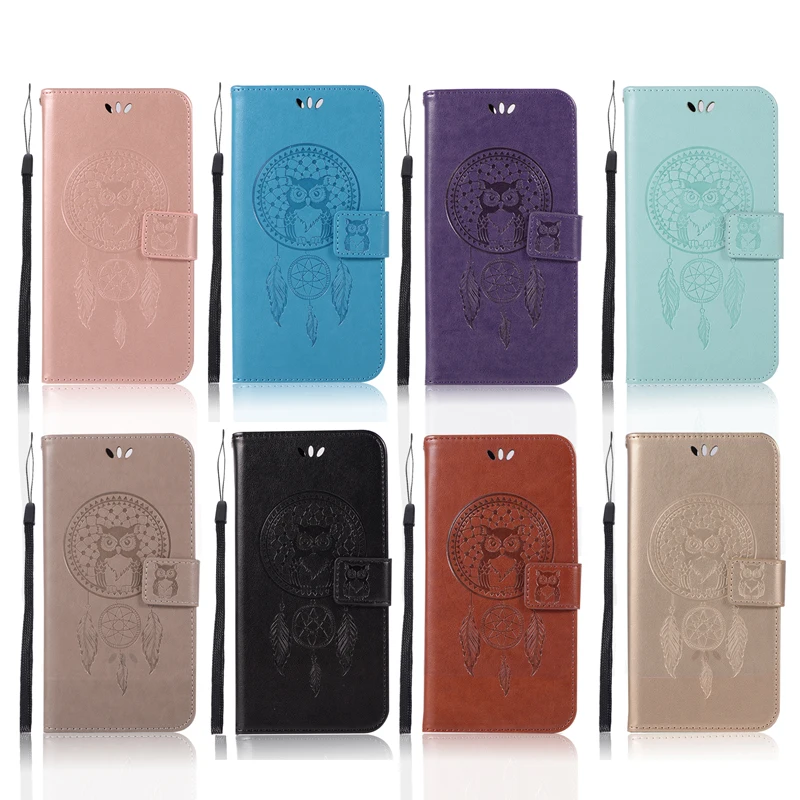 

New Case For Huawei Honor 8 Pro / Honor V9 PU Leather Case Stand Function Card Holder Embossed Owl Magnetic Flip Wallet Case