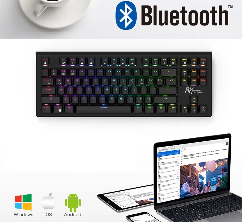Новая Двухрежимная Беспроводная/USB Проводная клавиатура Royal Kludge RK G87 с Bluetooth и RGB