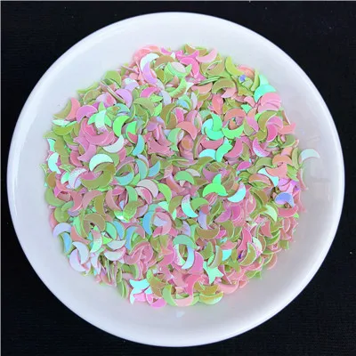 AB Pink Green 10 г(1500 шт общее количество)/упаковка разноцветные 2*6 мм Луны форма, Сыпучие блёстки ногтевое искусство, ювелирных изделий, свадебные конфетти украшения Ремесло - Цвет: AB Pink Green