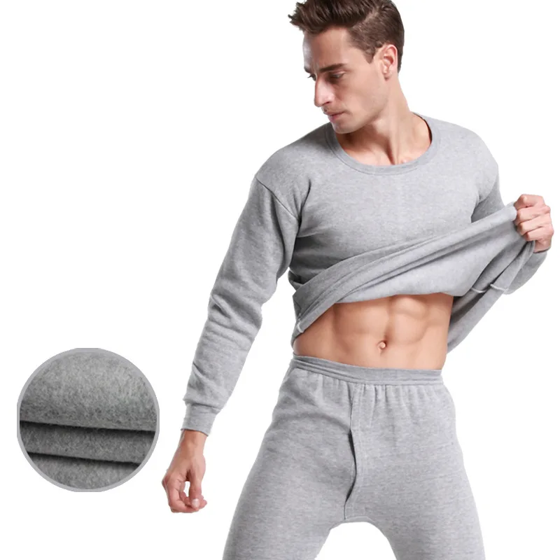 2016 мужская О-Образным Вырезом Хлопок Зимы Кашемира Термобелье Мужчин Тепловой