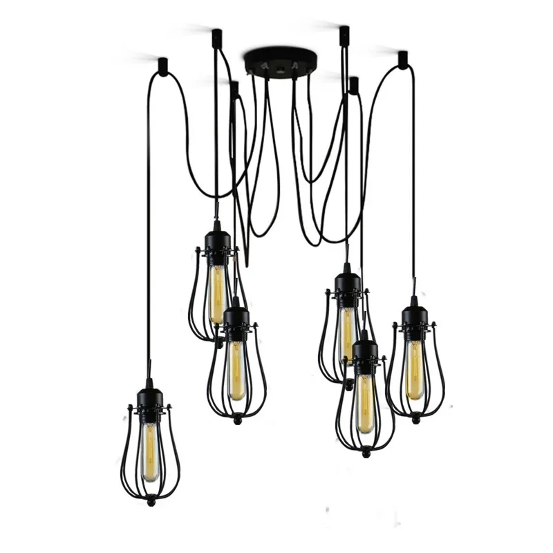 

LOFT Vintage Pendant Light 6-12 Heads Lighting Metal Iron Lamp LED Blub Bar Sitting Room Decoration Light Fixture AC110-265v