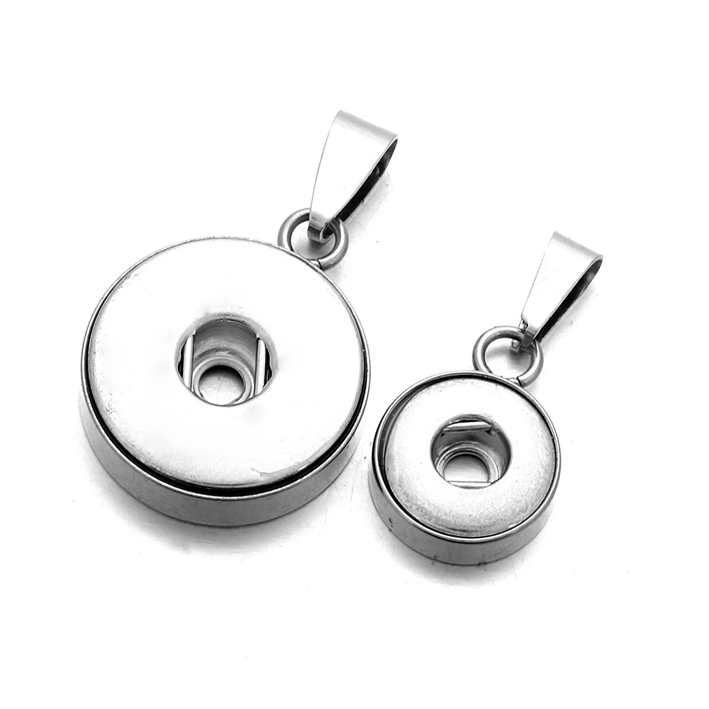 10pcs/lot Wholesale 316L Stainless Steel Snap Buttons Pendant Necklace Fit 12mm 18mm Snap Bracelets Snap Jewelry Accessory