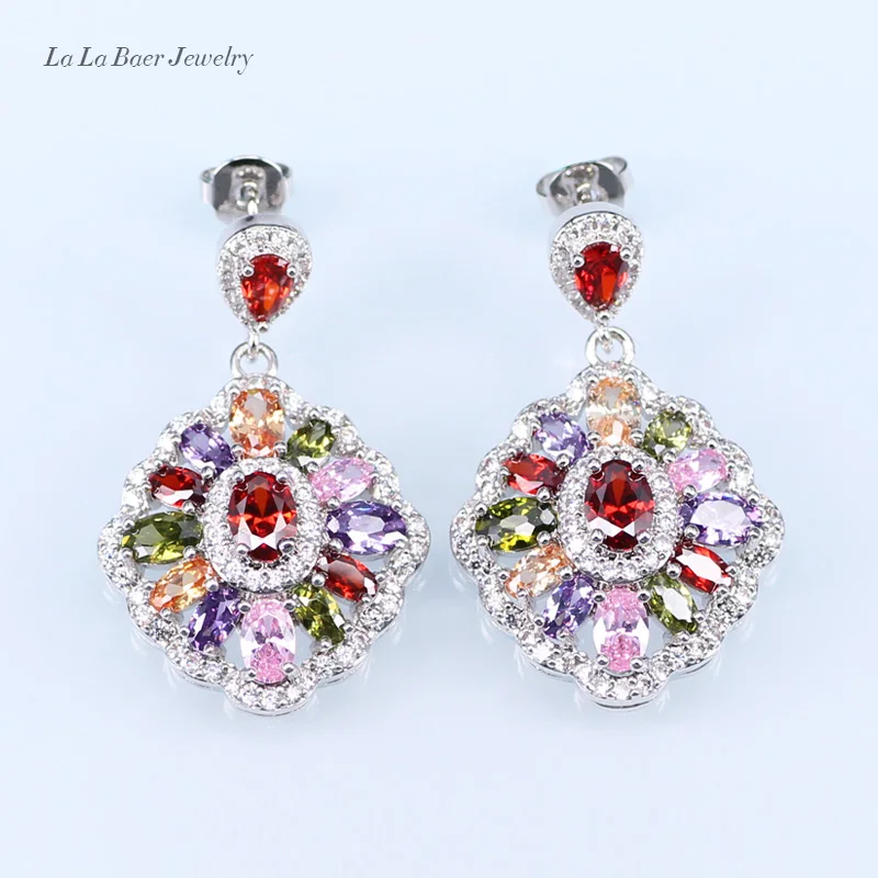 Красочные серебристого цвета свадебный костюм Ювелирные наборы для Для женщин