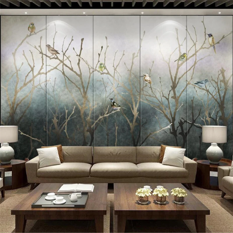 wellyu Chinese art creative flower forest TV background wall painting custom large mural green wallpaper papel de parede | Обустройство