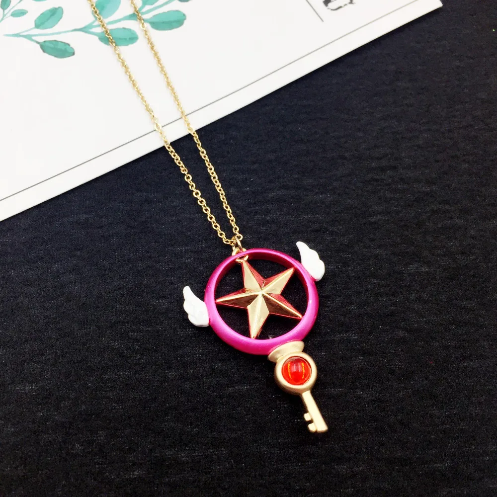 Карточка Captor Cardcaptor SAKURA подвеска ожерелье милый розовый ключ косплей ювелирные изделия аксессуары для женщин с цепочкой для девочек ожерелье s подарок