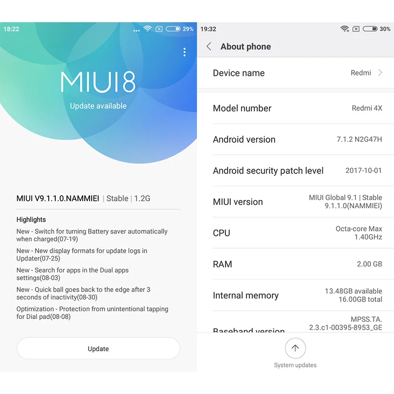 Оригинальный Xiaomi Redmi 4X смартфон 2 ГБ 16 Snapdragon 435 Octa Core 5 0 &quot720 P 4100 мАч 13MP MIUI 9
