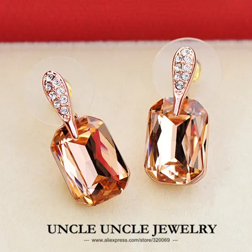 Классический белый золотой цвет австрийский кристалл синий прямоугольник