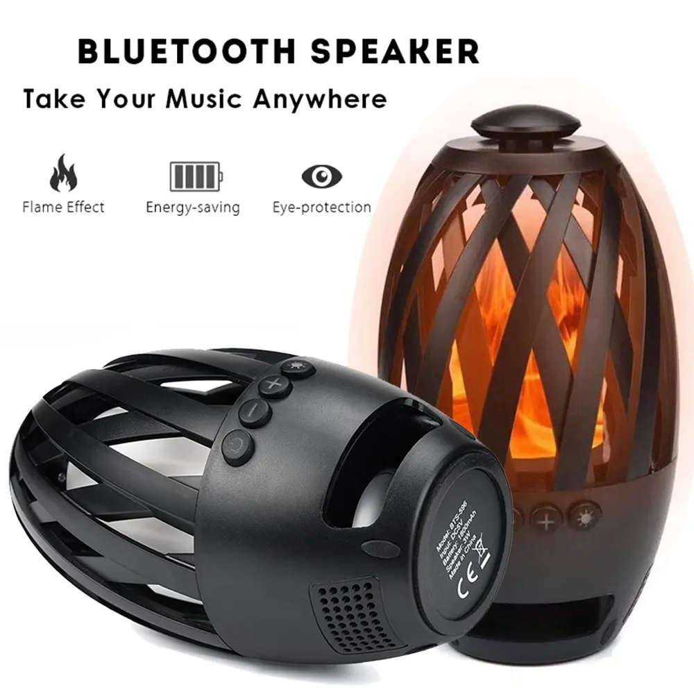 BTS 596 bluetooth динамик USB зарядка светодиодные огни пламени Открытый Портативный светодиодный пламенный фонарь атмосферная лампа для кемпинга, прикроватный, Настольный