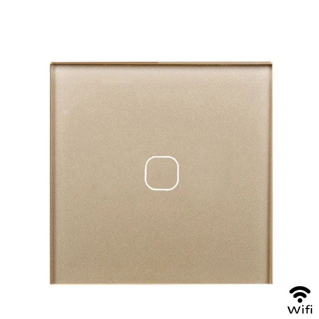 WiFi Gold 1gang Minitiger EU/UK wifi умный сенсорный выключатель приложение беспроводной пульт дистанционного света настенный выключатель Хрустальная стеклянная панель работает с Alexa/Google Home - Цвет: WiFi Gold 1gang