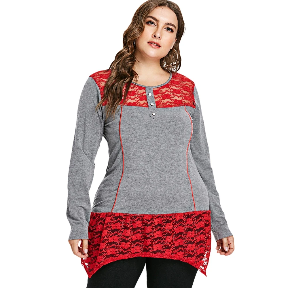 Новые женские футболки больших размеров лоскутные открытые с пуговицами