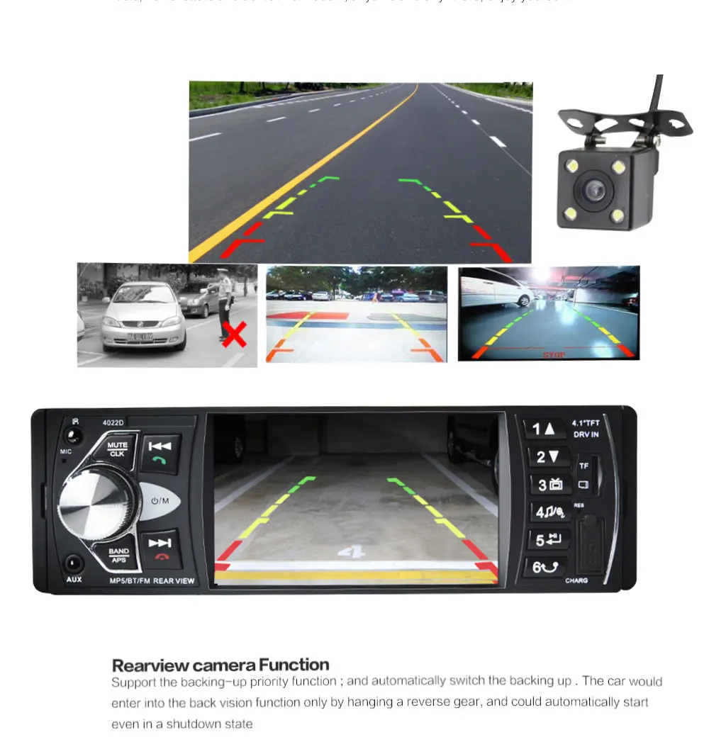 4022D Авторадио 4,1 дюймов Bluetooth стерео 1Din автомобильное радио Видео Аудио MP3/MP4/MP5/FM дистанционное управление Поддержка камеры заднего вида