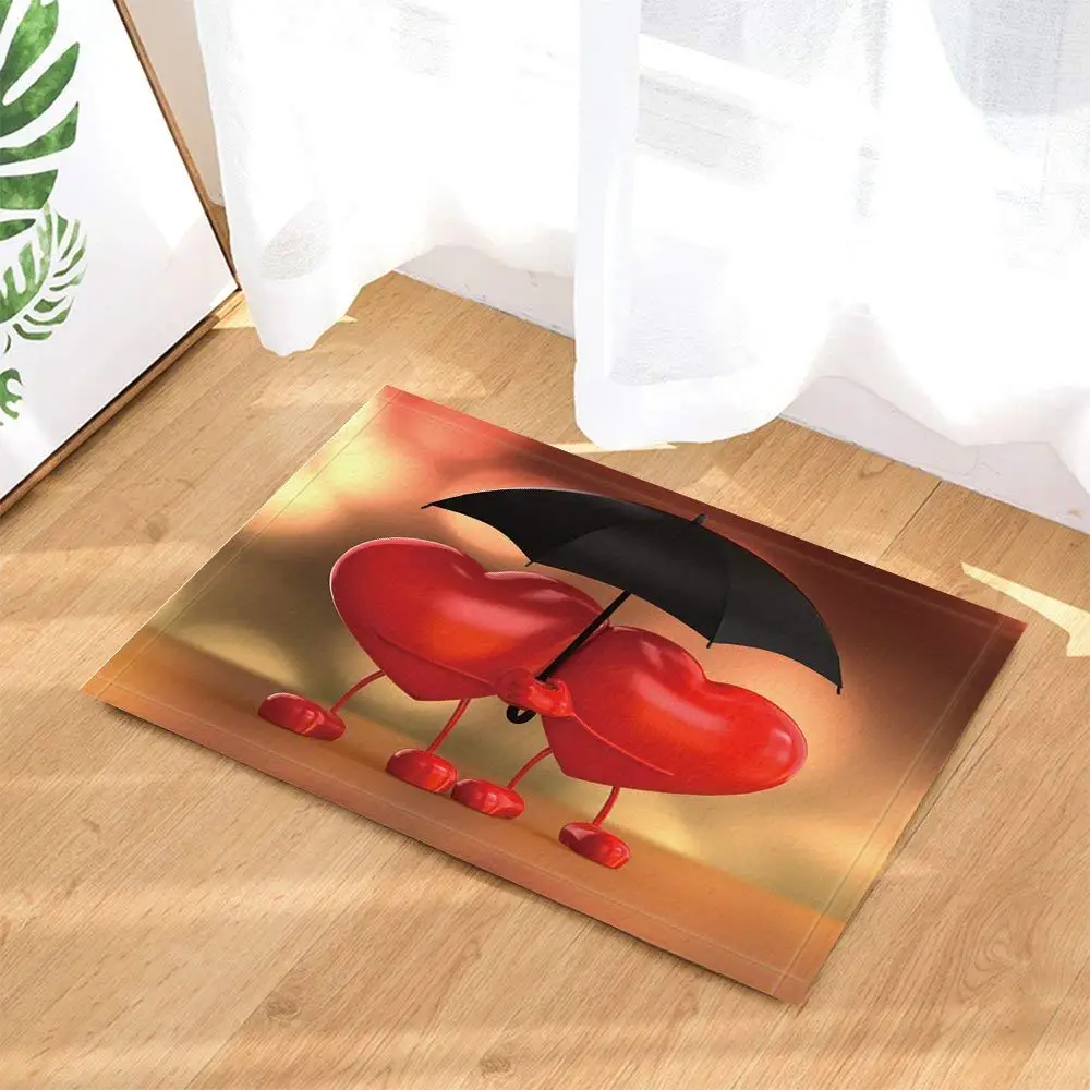 Кухонные коврики красные пары в форме сердца удерживающие зонтик нескользящий