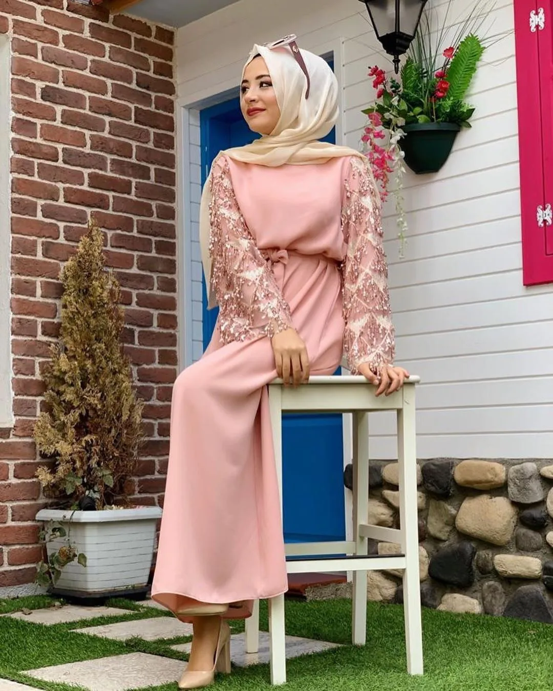 Летнее Дубайский Мусульманский платье хиджаб Абая для женщин Кафтан Caftan Исламская одежда турецкие платья Robe Femme Elbise