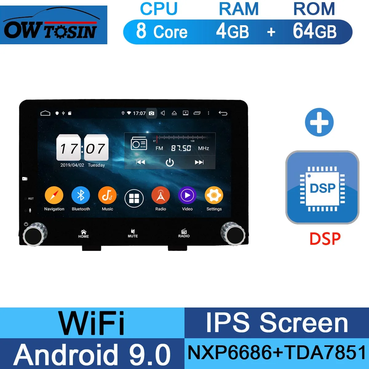 " ips 8 ядерный 4G+ 64G Android 9,0 автомобильный dvd-плеер для KIA RIO радио gps Навигация стерео Мультимедиа попугай BT CarPlay - Цвет: 64G DSP