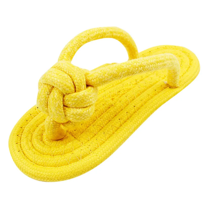 Yellow Transer Cotton Rope Dog Toy Slipper Shoes Shape Pet Dog Biting Chew Firm Pet Toy Outdoor Traning for Small Medium Dogs 906 - Цвет: Yellow